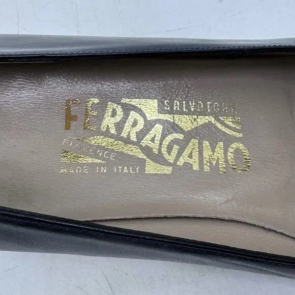 Vintage Salvatore Ferragamo Gold Buckle Low Pumps - Picture 10 of 12